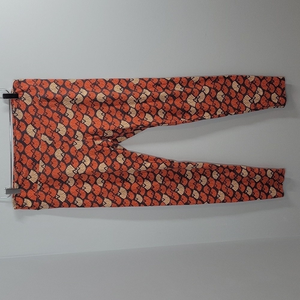 lularoe Tall & Curvy orange fan print high waisted leggings